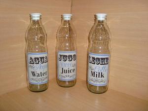 Botella Vidrio Retro Jugo-leche-agua 1l.cierre Hermetico