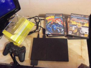 Play 2, slim, 1 joystick nuevo, memoria, y 10 juegos