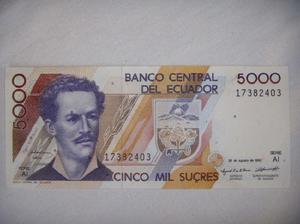 Billete De Ecuador - 1993 - 5000 (cinco Mil) Sucres