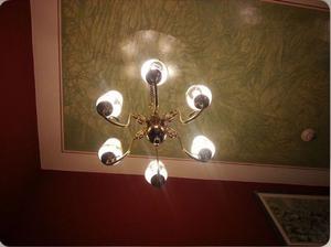 Araña colgante de bronce 6 lámparas