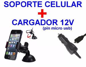 Combo Auto Soporte Pinza Celular Gps Cargador 12v - La Plata