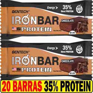 Iron Bar Gentech 20 Barras Proteicas 46 Gr C/u Choco Sin Tac