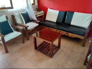 Juego de sillones algarrobo con almohadones