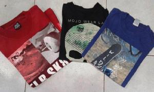 VENDO 3 REMERAS DE NENE, NEGRA TALLE 6, ROJA Y AZUL TALLE 8.