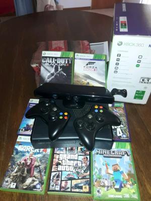 Xbox 360 slim 4gb usada,2 controles,kinect y juegos