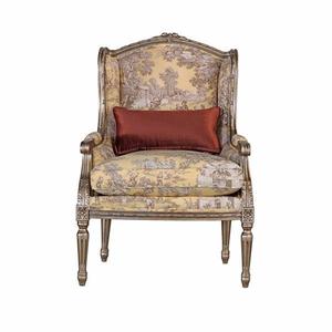 American style solid wood carved fabric sofa High back chair