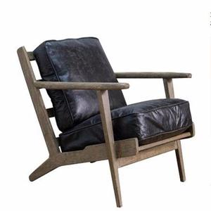 French retro LOFT industrial style solid wood single sofa