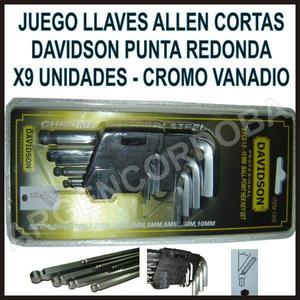 JUEGO LLAVES ALLEN CORTAS DAVIDSON PUNTA REDONDA X9 UNIDADES