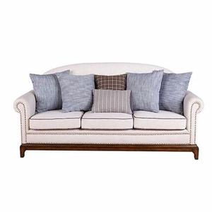 Simple American solid wooden sofa for living room leather