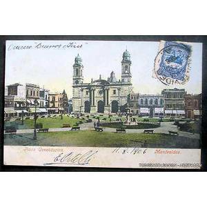 1906 montevideo uruguay plaza constitucion postal color