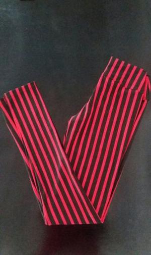 Calza rayas negro y rojo doble cintura