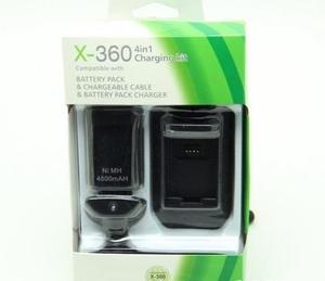 Kit De 2 Baterias  Para Xbox 360 Mas Cable Usb Negro