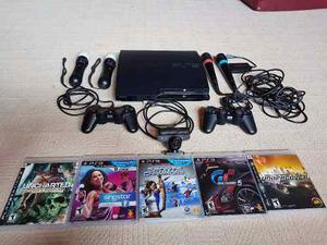 Playstation 3 + 2 Joysticks + Move Kit+2 Microfonos + Juegos