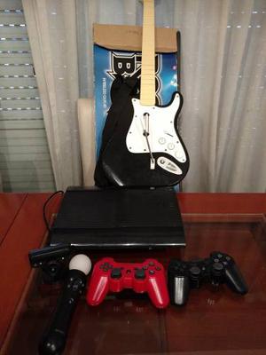 Playstation gb + 2 Joy + 10 Juegos + Move + Guitarra