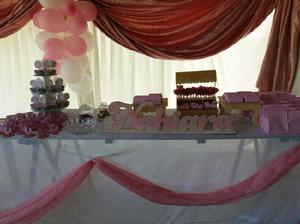 Servicio de candy bar y cascadas de chocolate