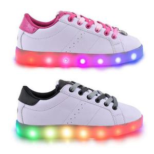 Zapatillas Footy Led Luces Duo Blancas Nena-varon Carga Usb