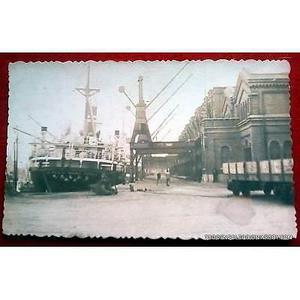 antigua foto postal puerto madero aduana se ve el buque maru