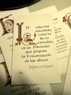 Lote 7 postales con Frases de Beata Isabel de la Trinidad