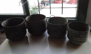 3 maceteros bronce