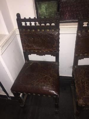 sillas estilo colonial cuero labrado