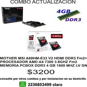 mother procesador memoria 4gb ddr3
