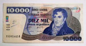 Antiguo Billete De  Diez Mil Pesos Argentinos Serie A