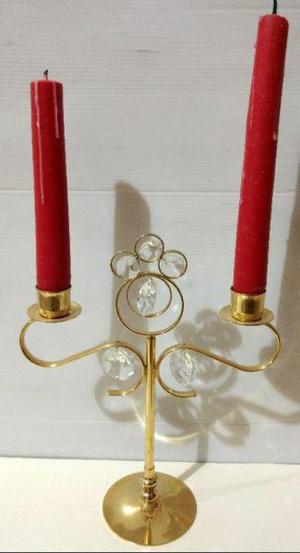 Antiguo candelabro de oro 24 kilates y strass Lycenta