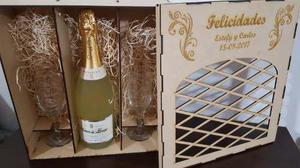 Caja+2 Copas De Champagne *regalo De Bodas U Ocasiones*