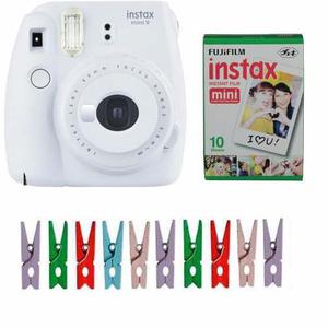 Camara Fuji Instax Mini 9 Blanca Selfie 10 Fotos Broches
