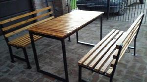 JUEGO PARA JARDIN 2 BANCOS MESA