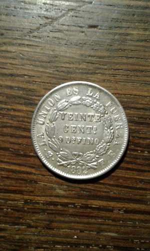 Moneda De Bolivia 20 C  Excelente 4,6 G Plata 900