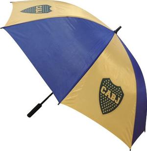 Paraguas Amarillo Y Azul Gigante Con Escudo De Boca