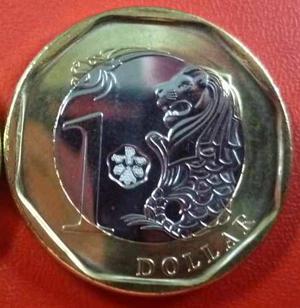 Singapure Moneda Bimetalica 1 Dolar 