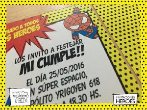 Souvenir Tarjetas Invitación Héroes Personaje