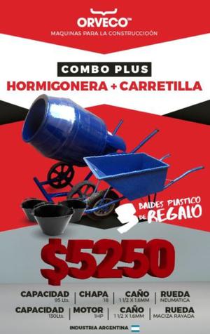 Hormigonera 1HP + Carretilla 18 (Combo Plus)