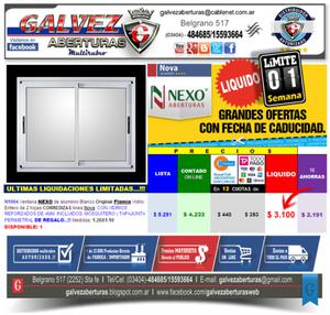 Ventana de aluminio Corrediza linea Nova - (LIQUIDO -70%