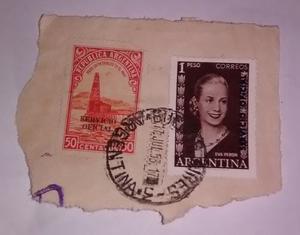 Argentina X 2 Estampillas Eva Peron Y Petroleo