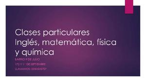 CLASES PARTICULARES TODAS LAS MATERIAS PRIMARIA Y SECUNDARIA