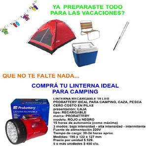 LINTERNA RECARGABLE 19 LED PROBATTERY IDEAL PARA CAMPING,