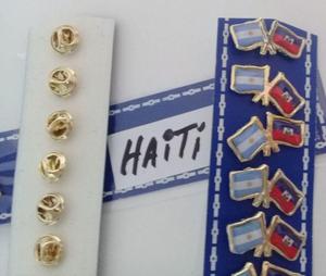 PINS BANDERA ARGENTINA CON HAITI DE 2 CMS