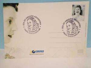 Tarjeta Entero Postal Eva Perón Matasello Dia De Emision