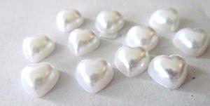 100 Medias Perlas Blancas Forma De Corazon Candy Bar