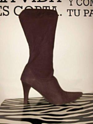 Botas caña alta elastizadas gamuza color chocolate #36