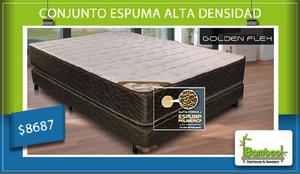 CONJUNTO SOMMIER COLCHON ESPUMA ALTA DENSIDAD, OFERTA!