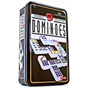 Juego De Domino Doble 9 En Caja Metalica 55 Fichas Con Color