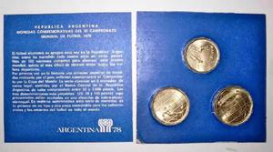 Blister 3 Monedas Conmemorativas Mundial Argentina 78