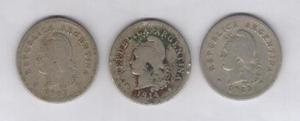 Lote 3 Monedas Argentinas de 10 centavos 1907/1914/1922