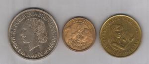 Lote 3 Monedas Argentinas y Brasil, Excelentes