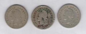 Lote 3 Monedas de 10 centavos 1907/1914/1922