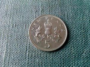 Moneda 5 Peniques 1971 Reino Unido
